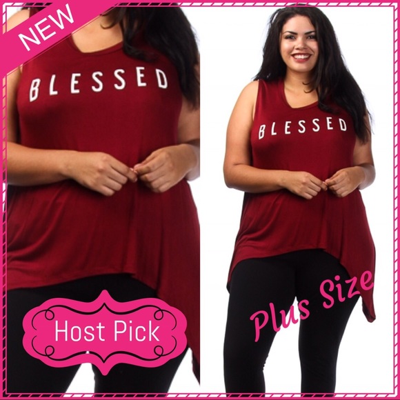 Plus Size Wine Blessed Sleeveless Top - Picture 3 of 3